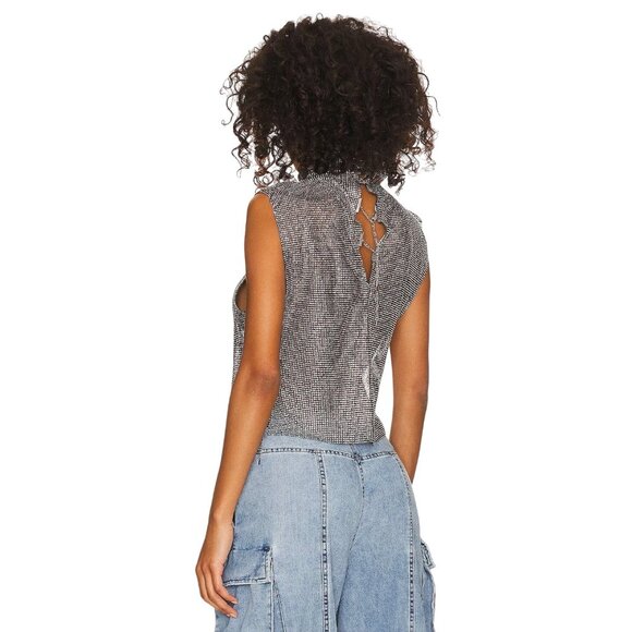 8 Other Reasons Womens Rhinestone Mesh Cowl Neck Top in Black One Size New Women - Picture 2 of 13